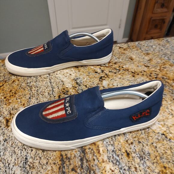Polo Ralph Lauren Thompson Low Top Sneakers USA RL PC Flag Blue Mens Size 12D - Picture 4 of 12